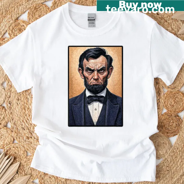 Humorous T-shirt featuring an angry depiction of Abe Lincoln