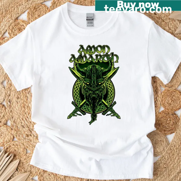 Amon Amarth graphic t-shirt with Viking-themed illustration