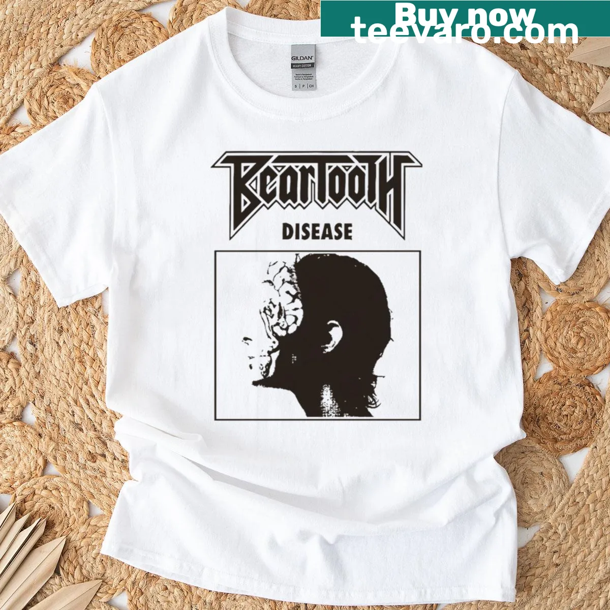 Artistic graphic T-shirt celebrating Beartooth band — on a men's t-shirt
