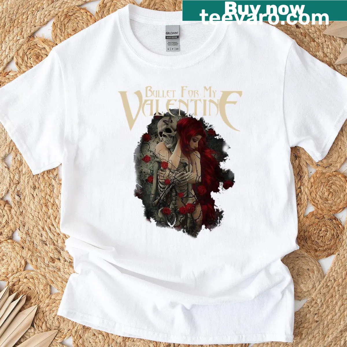 T-shirt featuring an artistic design honoring Bullet For My Valentine — on a men's t-shirt