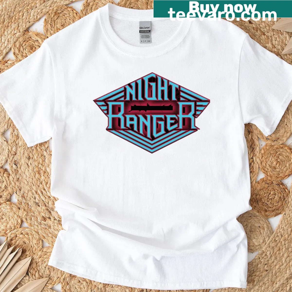 T-shirt featuring the logo of the Night Ranger band — on a men's t-shirt