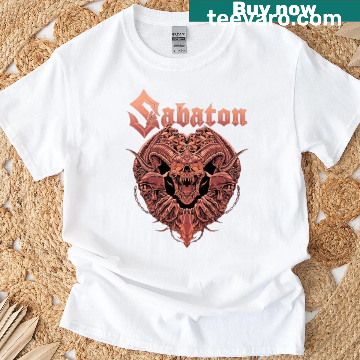 T-shirt featuring typography honoring Sabaton — on a men's t-shirt