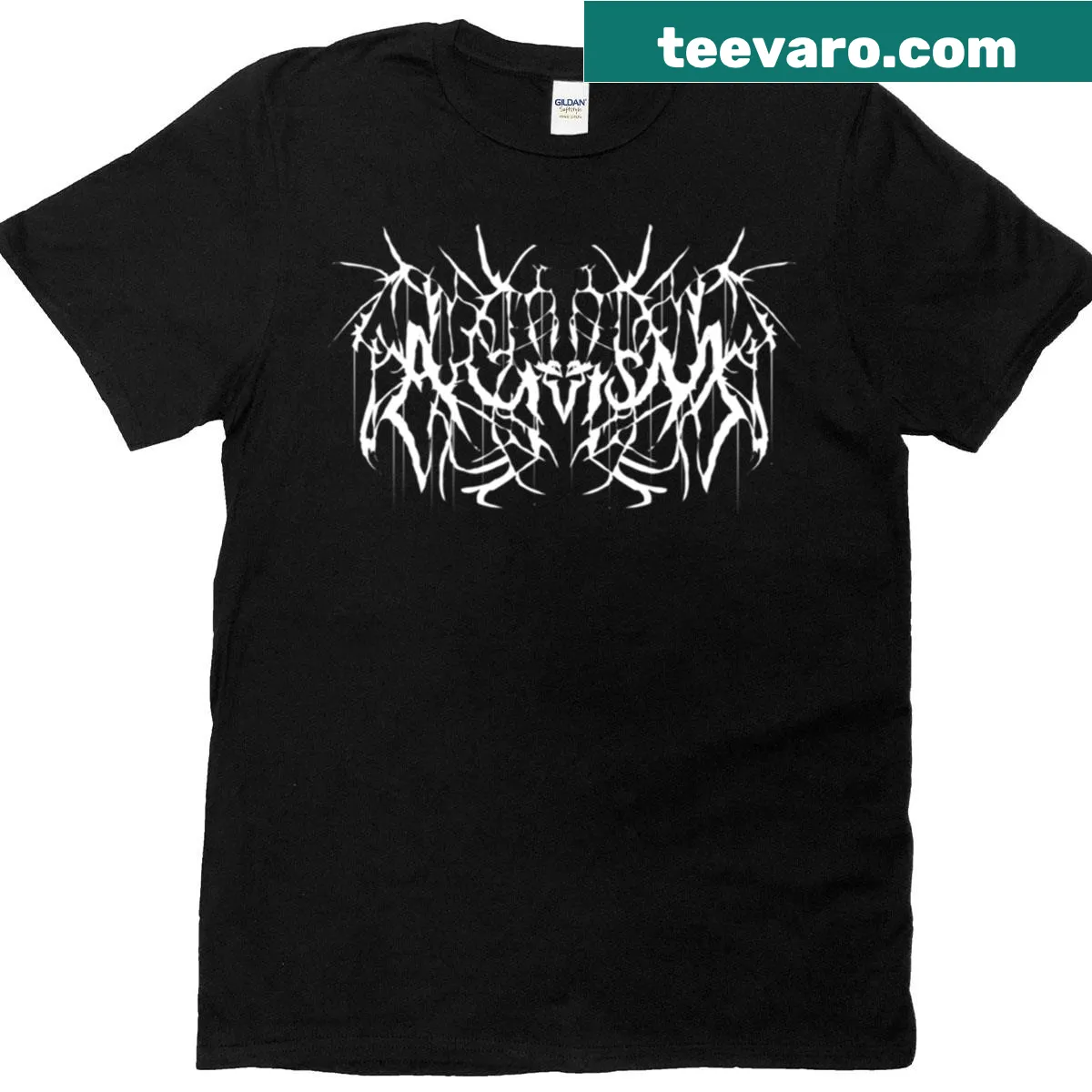 T-shirt with bold white text promoting autism awareness and death metal theme — on a men's t-shirt