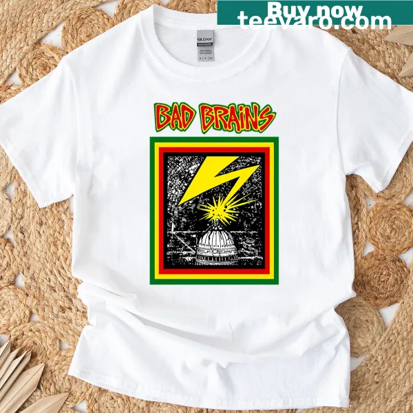 Graphic t-shirt featuring Bad Brains design with bold illustration