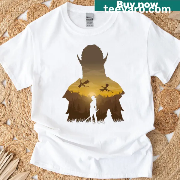 Baldurs Gate 3 Laezel graphic T-shirt with intricate design