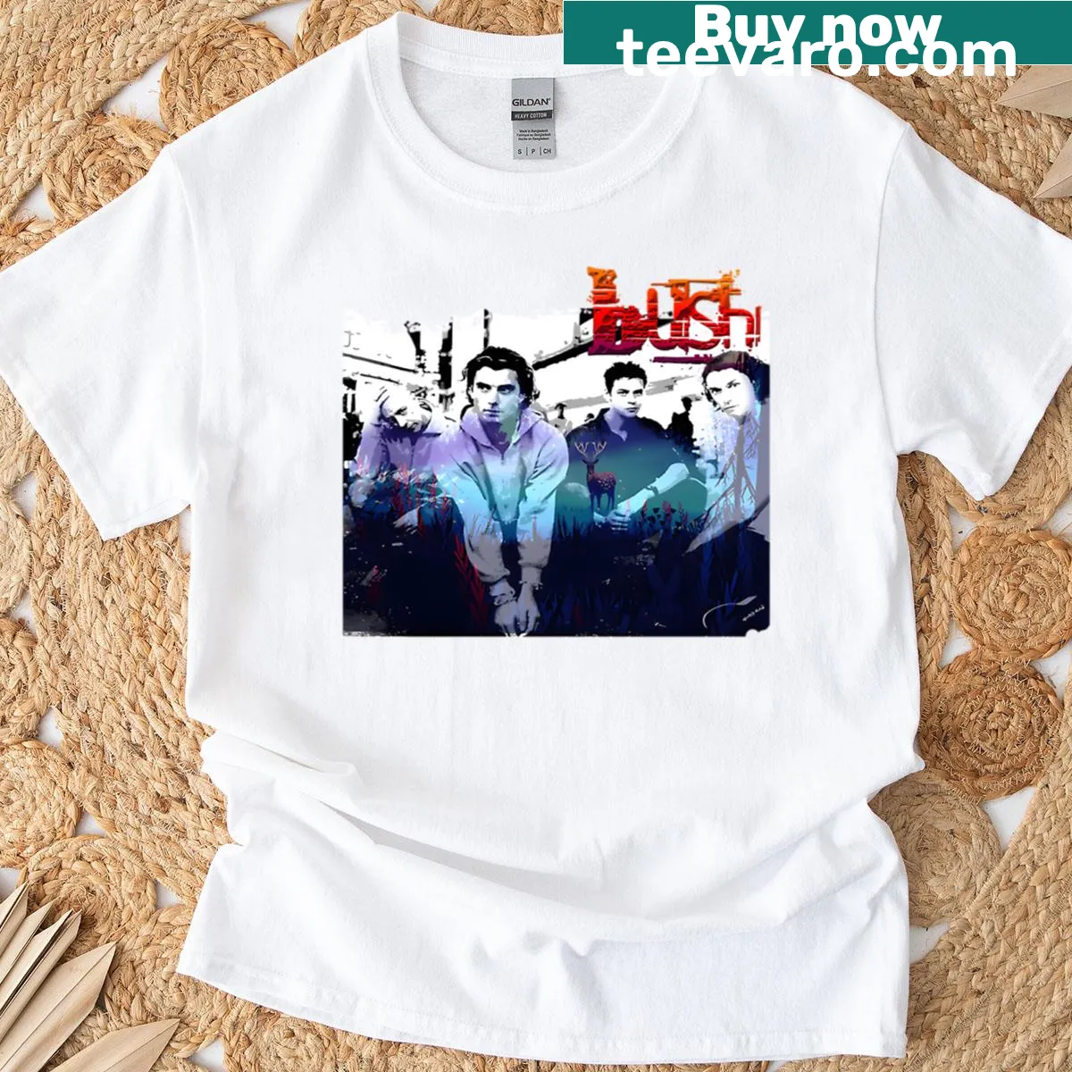 90s Music T-shirt with vintage band logo — on a men's t-shirt