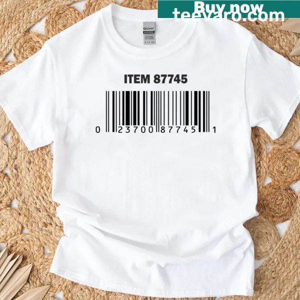Graphic T-shirt featuring Costco rotisserie chicken barcode design