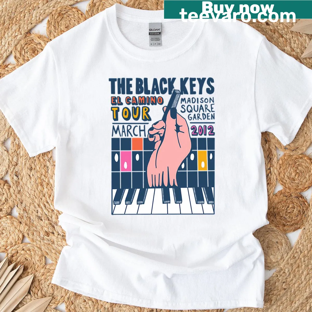 Artistic Black Keys t-shirt featuring bold design inspired by the band — on a men's t-shirt