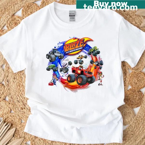 Cartoon graphic of Blaze from Monster Machines on a T-shirt