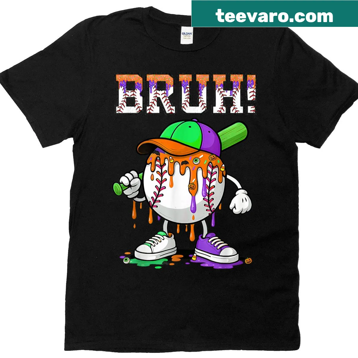 Fun T-shirt with cartoon ice cream and Halloween theme — on a men's t-shirt