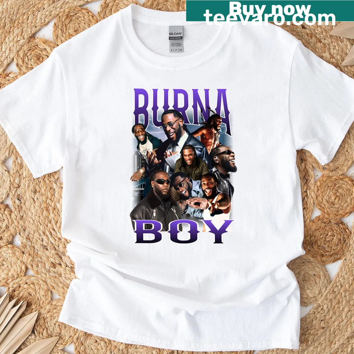 Burna Boy T-shirt with striking illustration — on a men's t-shirt