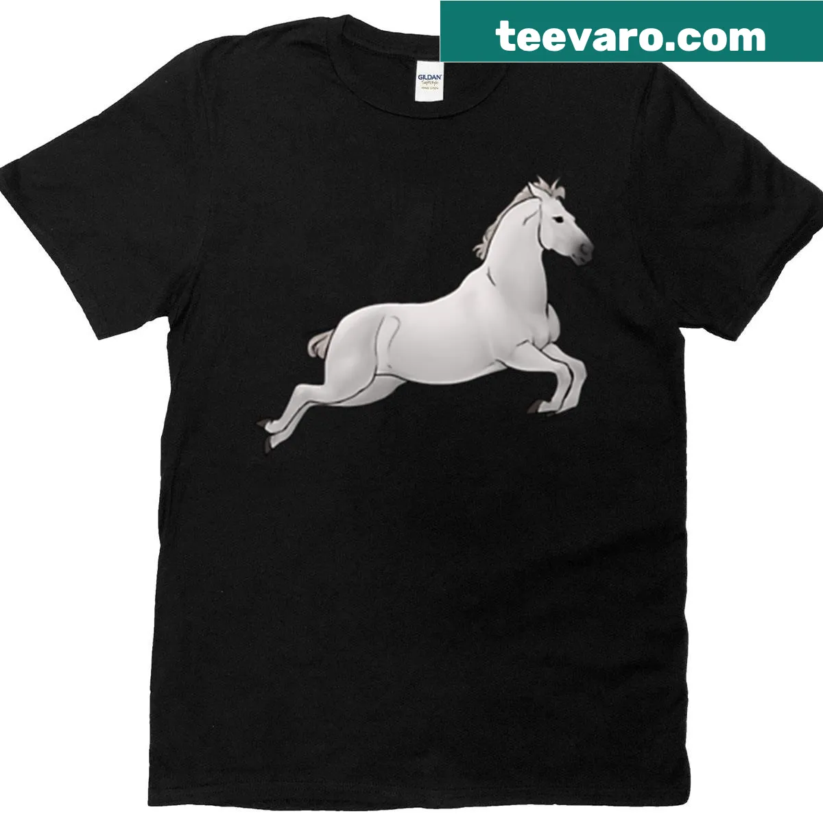 Illustration of a gray Lipizzaner horse on a t-shirt — on a men's t-shirt