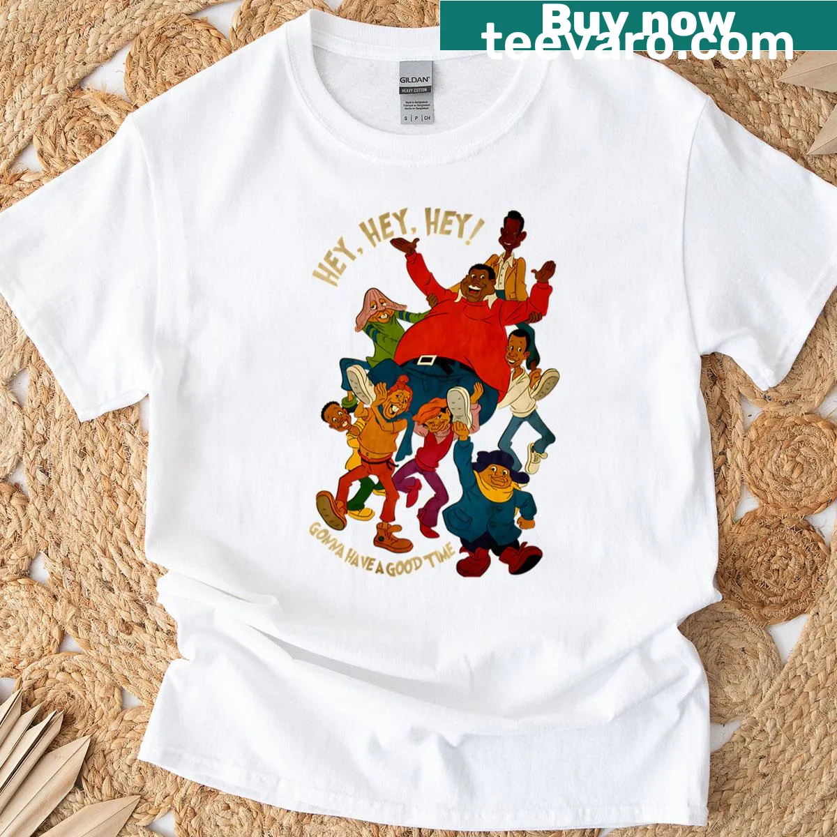 Oversized vintage-style comedy cartoon t-shirt for kids — on a men's t-shirt