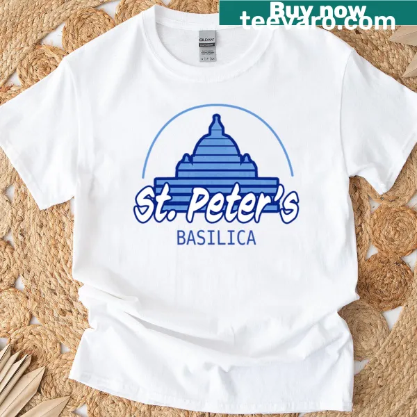 T-shirt featuring an illustrated cartoon version of St. Peter's Basilica