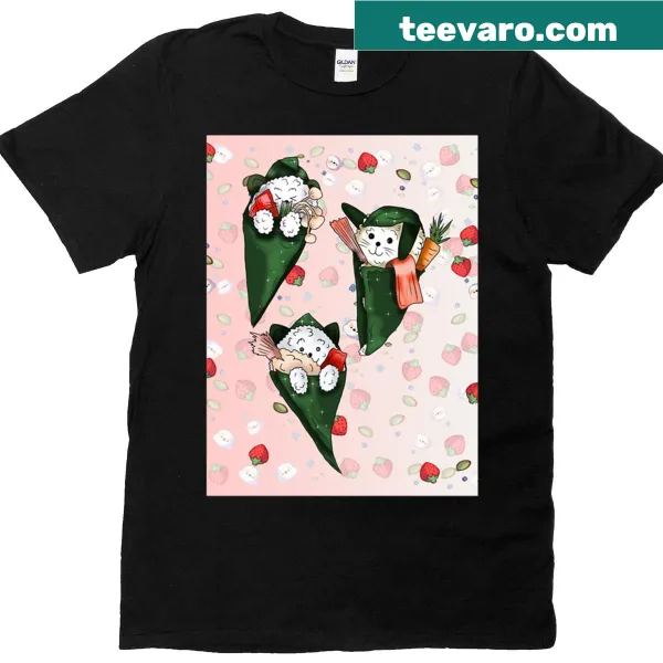 Oversized T-shirt featuring a playful cartoon of a temaki sushi roll.