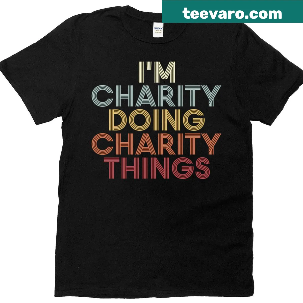 Personalized T-shirt with the name Charity in hand-lettered design — on a men's t-shirt