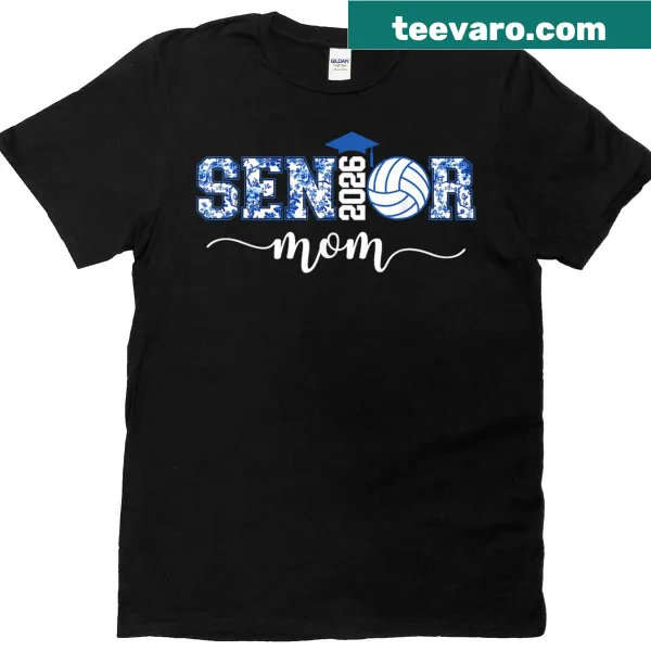 Proud mom T-shirt with floral volleyball Class of 2026 design