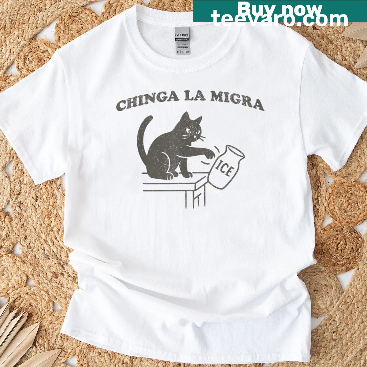 Activist graphic T-shirt promoting immigration rights — on a men's t-shirt