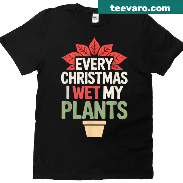 Poinsettia-themed holiday T-shirt for plant lovers