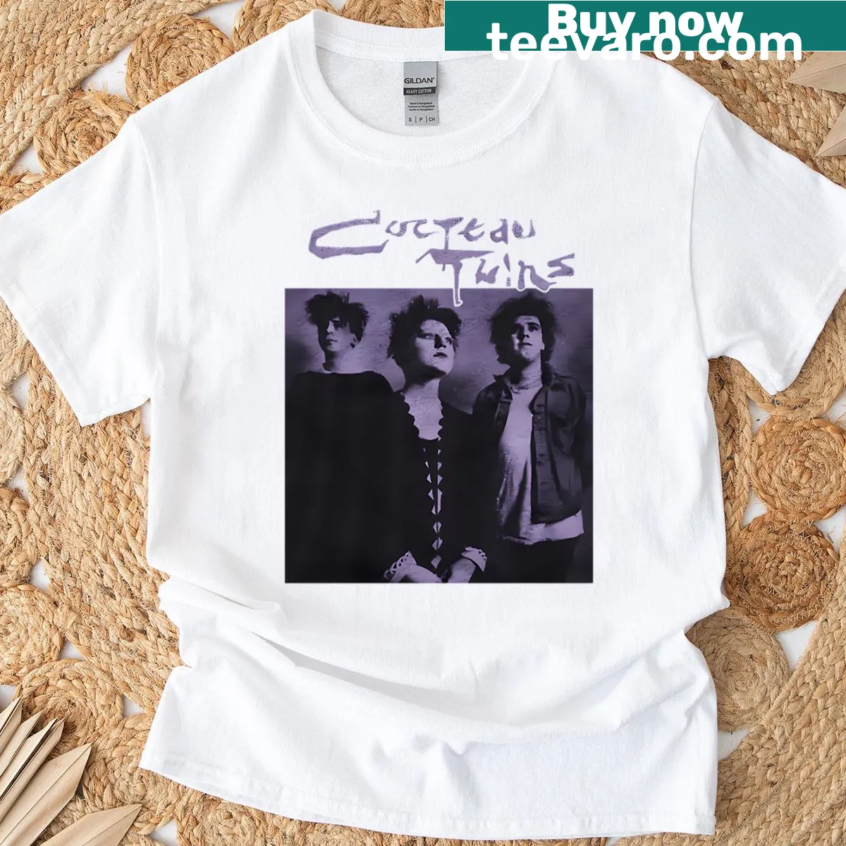 T-shirt featuring a design dedicated to the members of Cocteau Twins — on a men's t-shirt