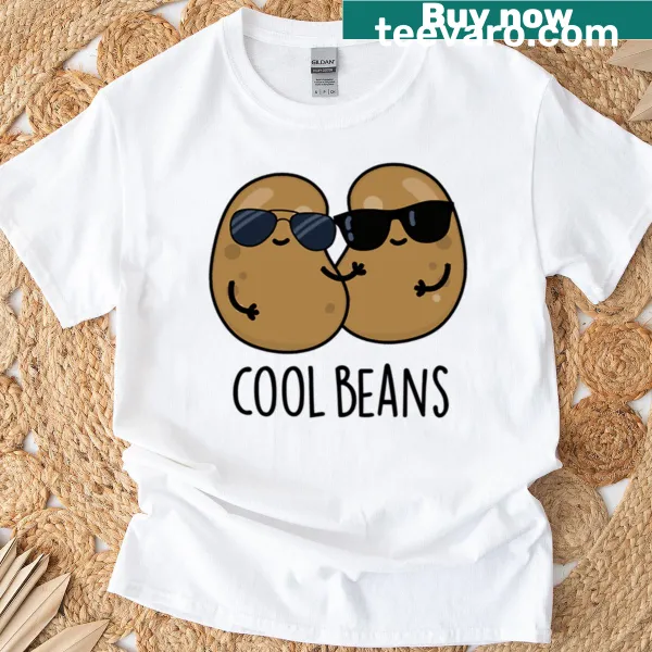 Funny T-shirt featuring vegetables and 'Cool Beans' pun