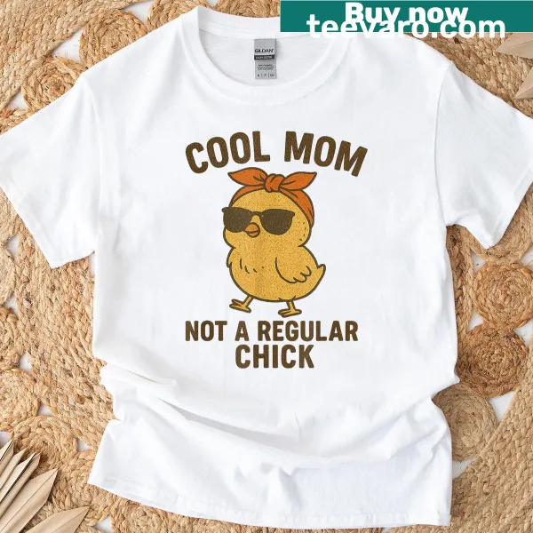 Vintage-style shirt with humorous text and chicken graphic for moms.