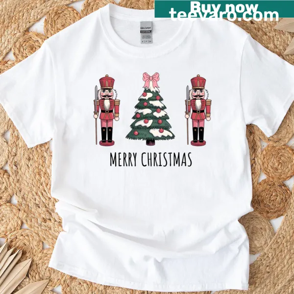 Cute nutcracker design with Christmas elements on a T-shirt