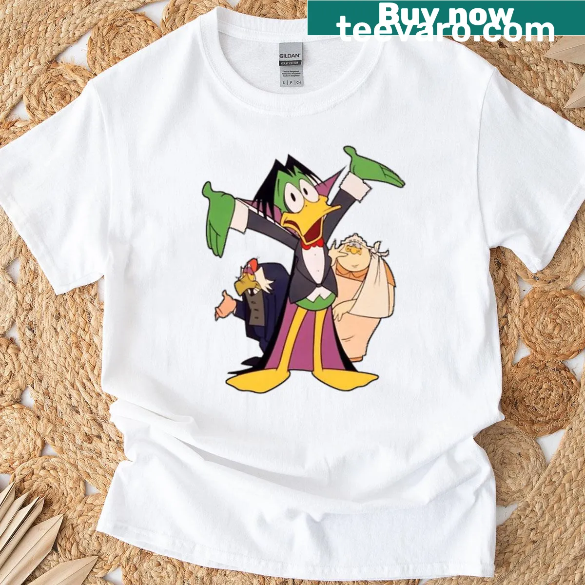 Oversized T-shirt featuring Count Duckula from the animated series — on a men's t-shirt