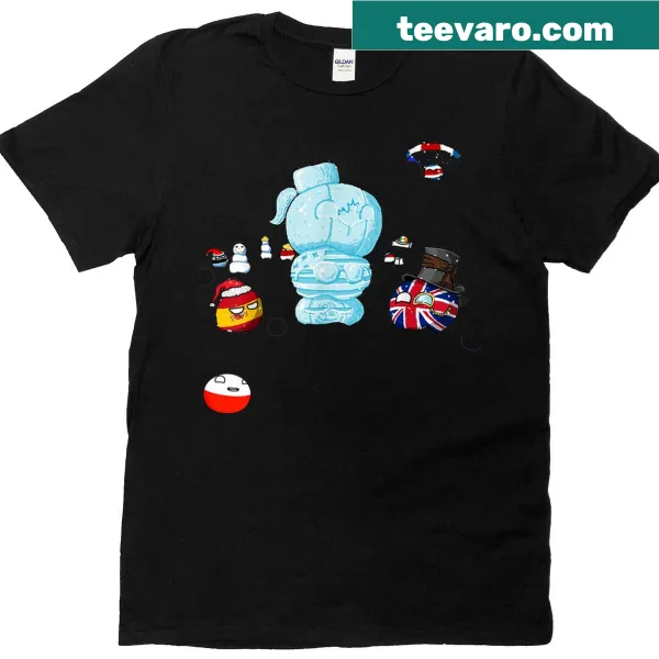 Christmas-themed Countryballs T-shirt with playful character designs