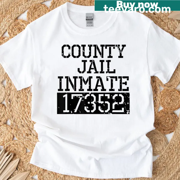 Funny Halloween T-shirt with a cartoon county jail inmate design