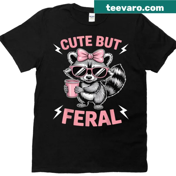 Cute pink raccoon wearing sunglasses in a fun graphic for kids