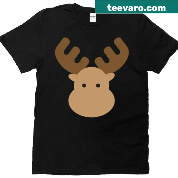 Cartoon moose illustration on a t-shirt in a playful style