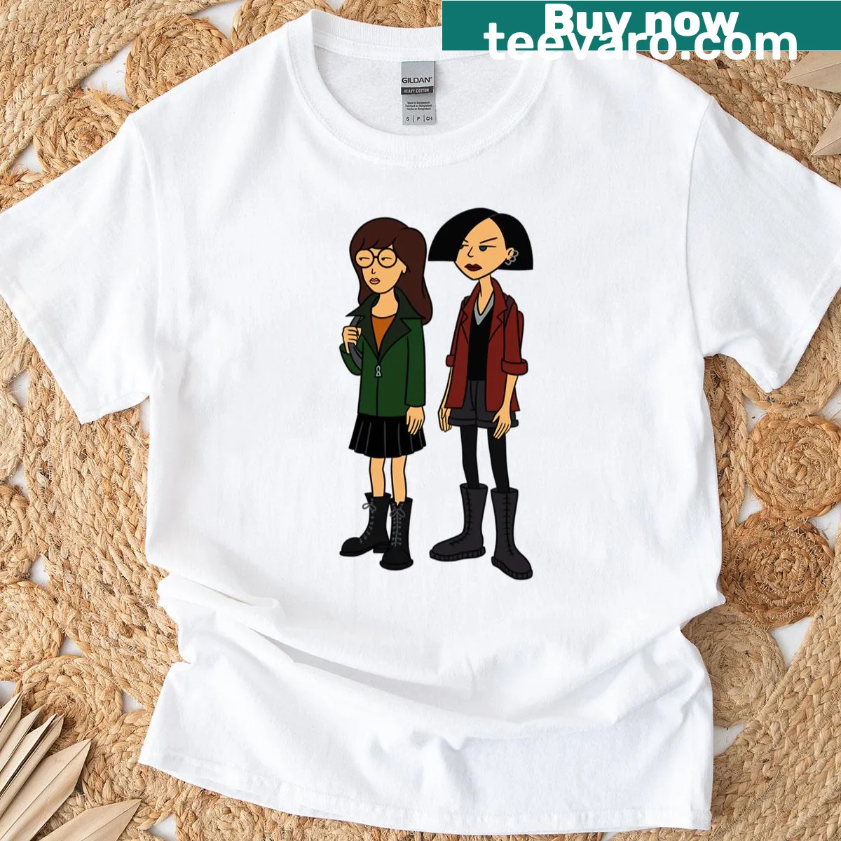 Illustrative Daria and Jane t-shirt featuring two iconic characters — on a men's t-shirt