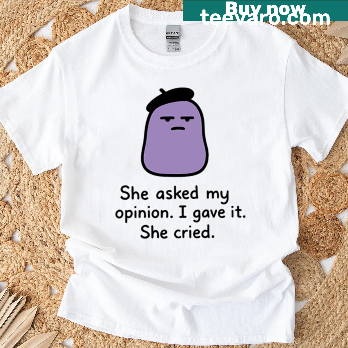 Cartoon T-shirt with a quirky French character in a humorous design — on a men's t-shirt