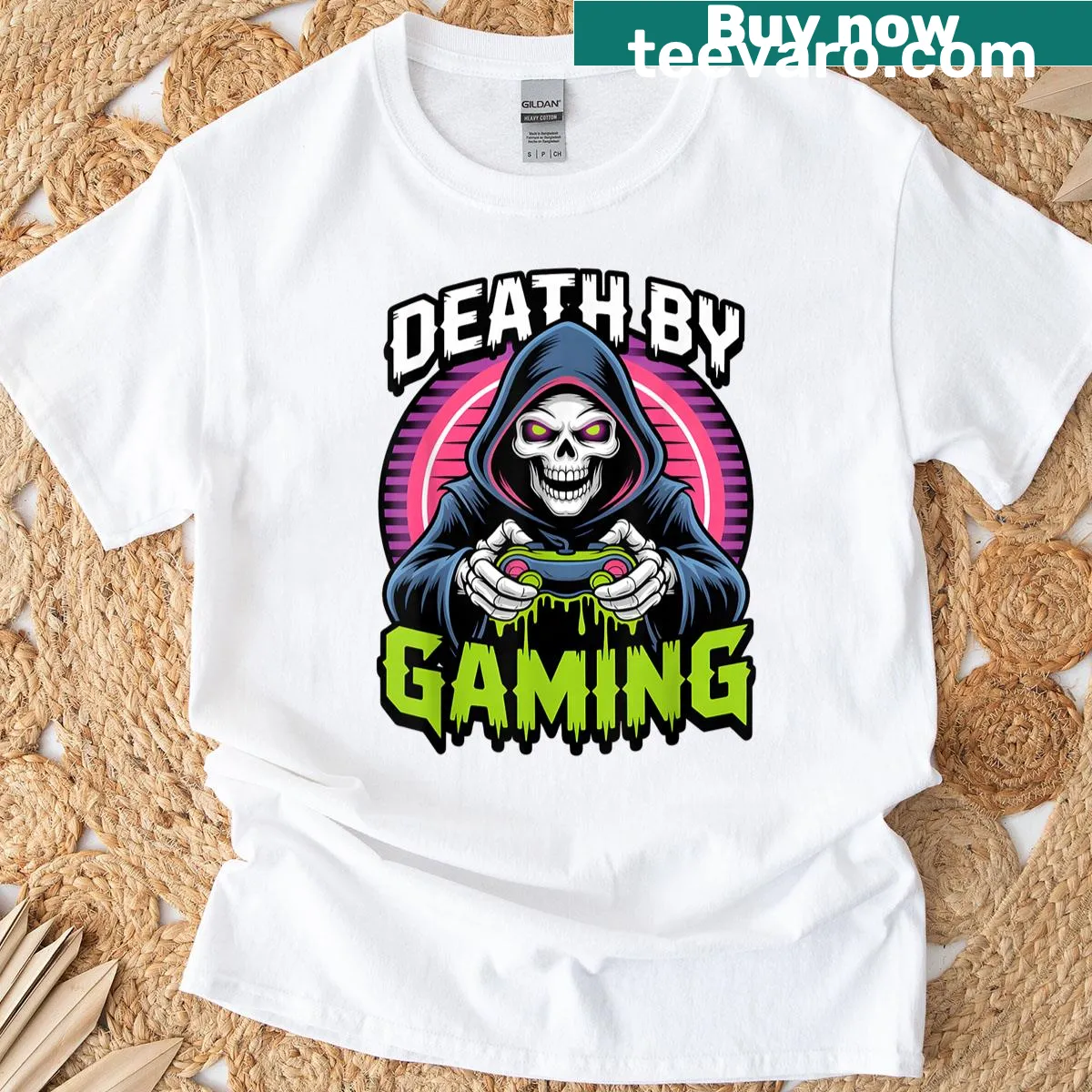 Gothic ghost design for gamers T-shirt — on a men's t-shirt