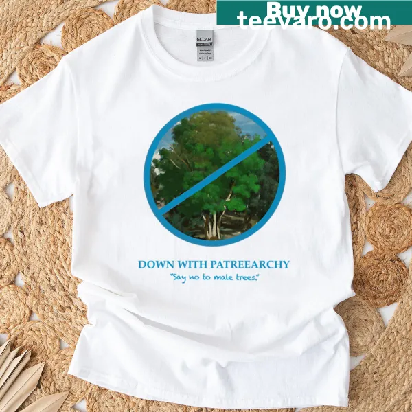 Typographic T-shirt with the phrase 'Down With Patreearchy' in bold print