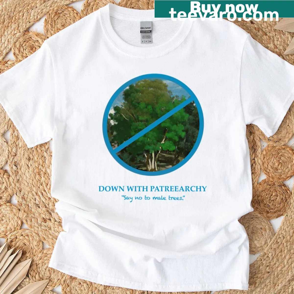 Typographic T-shirt with the phrase 'Down With Patreearchy' in bold print — on a men's t-shirt