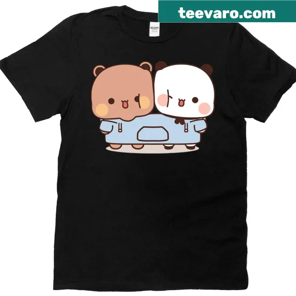 Cute t-shirt featuring Dudu Bear and Bubu Panda in a cartoon design