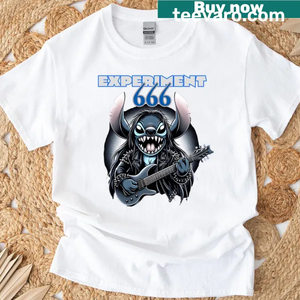 T-shirt featuring abstract typography with 'Experiment 666'