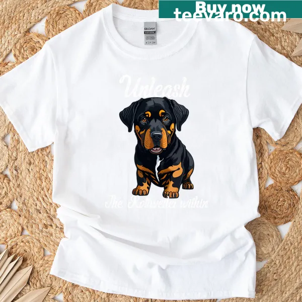 Illustration of a Rottweiler on a t-shirt for dog lovers