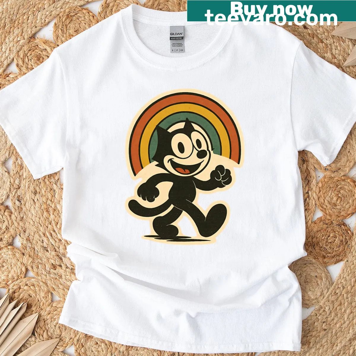 Vintage 60s Felix the Cat comic graphic t-shirt — on a men's t-shirt