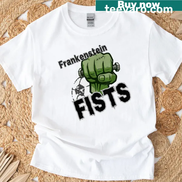 Frankenstein's fists graphic on a soccer T-shirt