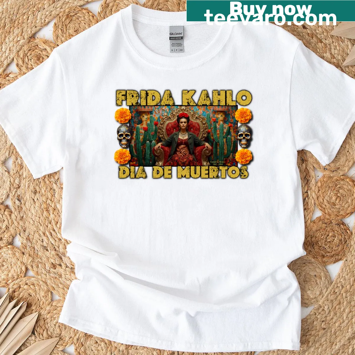 Limited edition Frida Kahlo t-shirt inspired by Day of the Dead — on a men's t-shirt