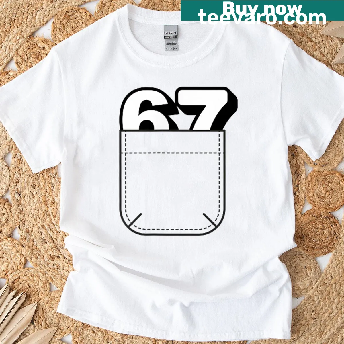 Gen Z humor shirt with pocket design and subtle slang — on a men's t-shirt