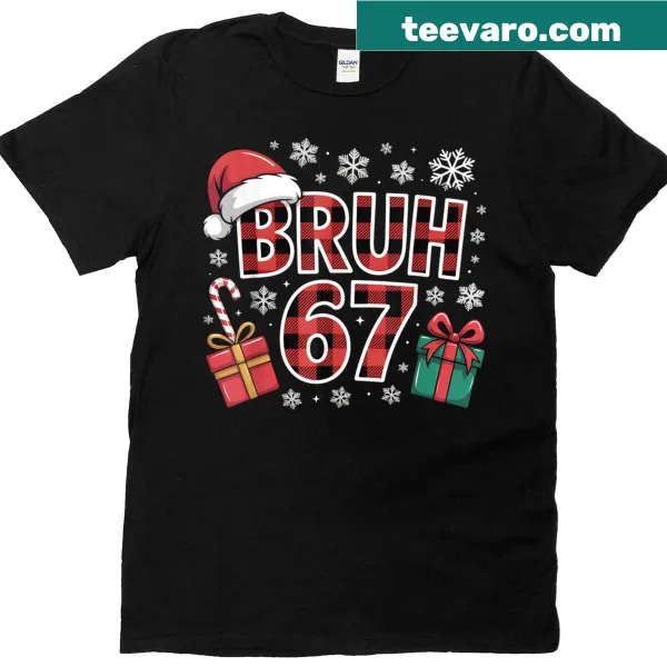 Fun Christmas t-shirt with buffalo plaid and meme design for teens