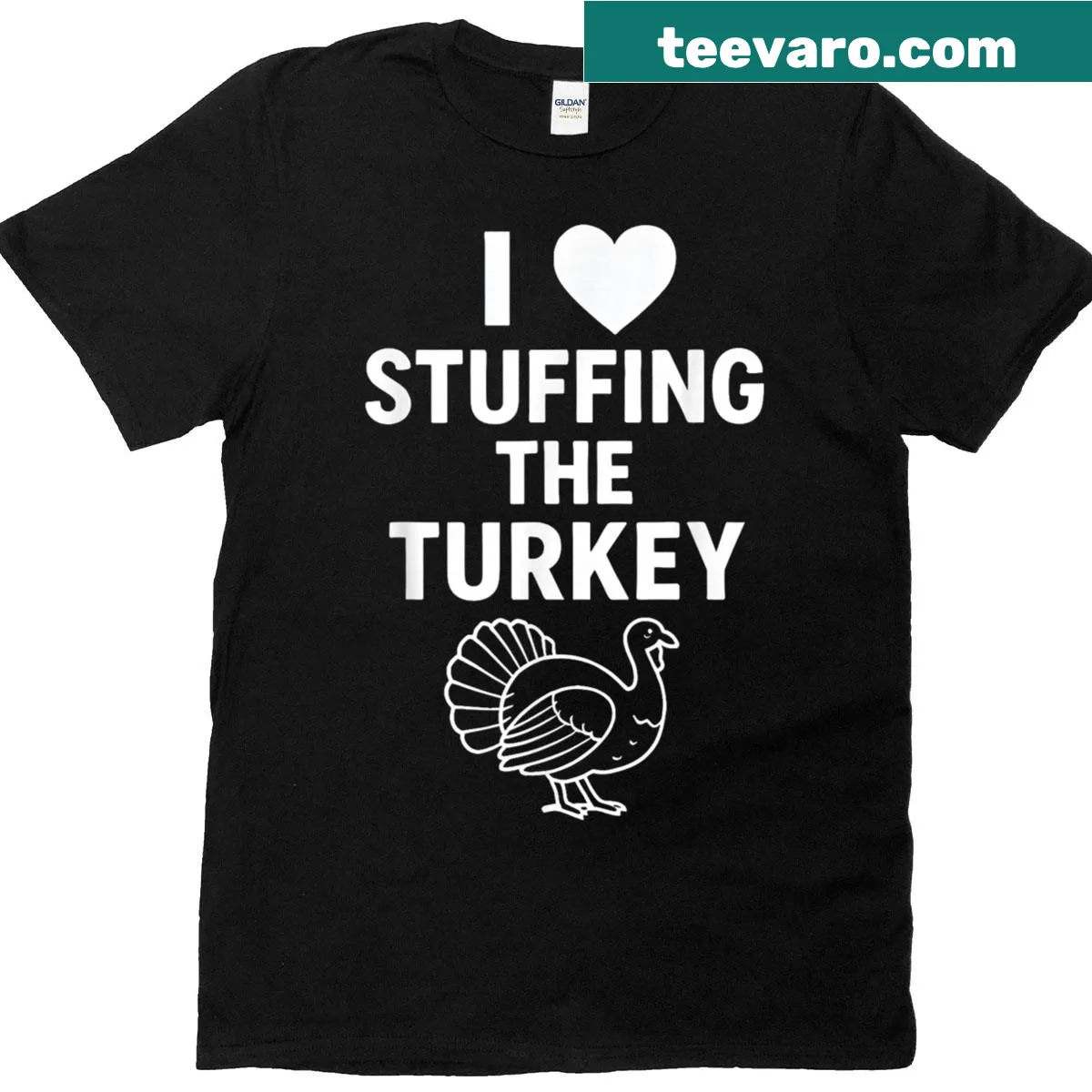 Funny Thanksgiving t-shirt with quote about stuffing the turkey — on a men's t-shirt