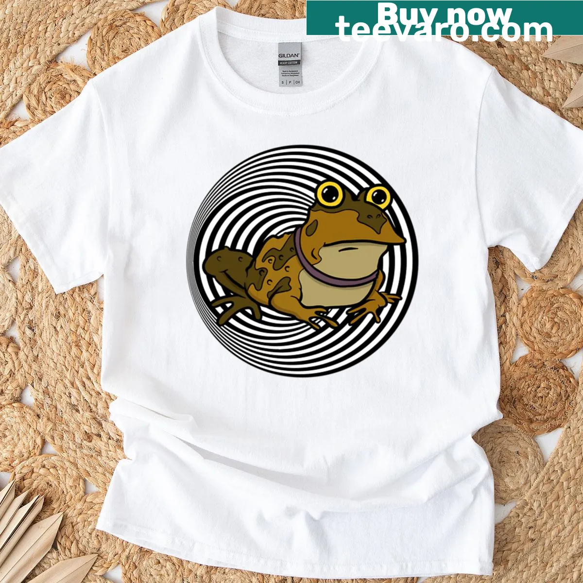 Futuristic frog illustration on a T-shirt, showcasing creativity. — on a men's t-shirt
