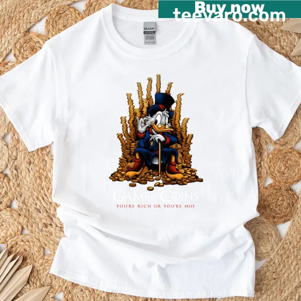 Illustrative Game Of Coins T-shirt celebrating gaming culture