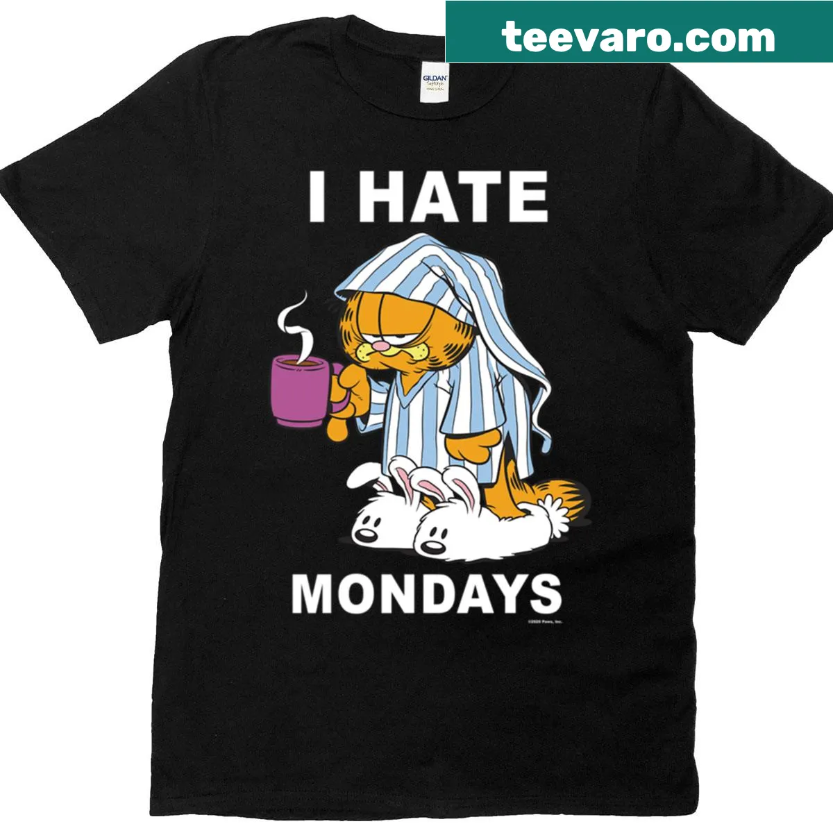 Garfield graphic t-shirt with humorous 'I Hate Mondays' text — on a men's t-shirt