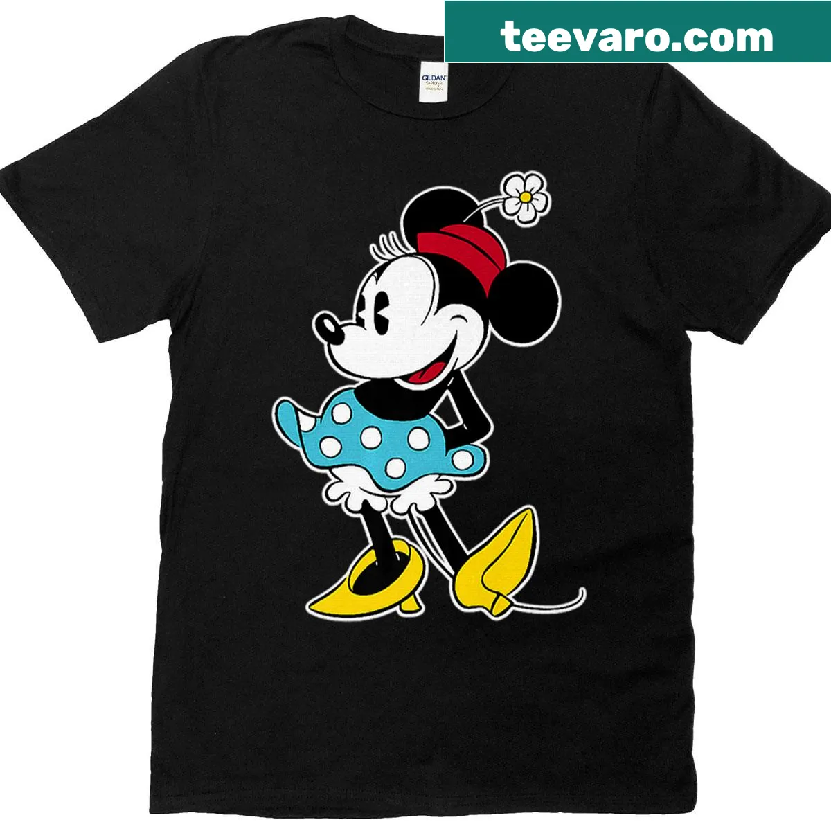 Cute cartoon mouse in a flower hat on a kids' t-shirt — on a men's t-shirt